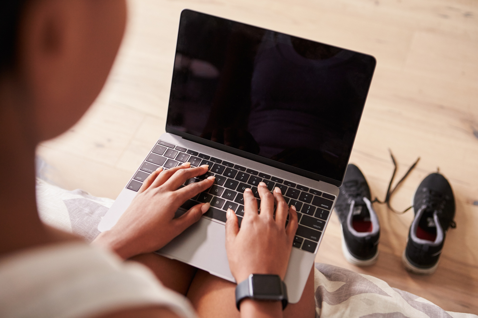 Young Black Woman Using Laptop 